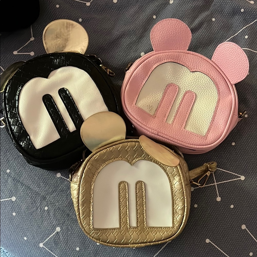 Crossbody Bag Set - Black, Pink, Gold